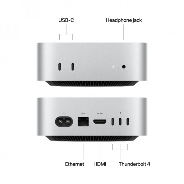 Компьютер Apple Mac mini M4 2024 (MU9E3) (10 Core GPU, 16ГБ, 512ГБ SSD, Apple, macOS), серебристый в Стерлитамаке